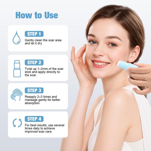 Silicone Scar Stick, 80% Silicone Stick for Face and Body. Silicone Stick for Removal of Surgical,Old and Recent Scars and Stretch Marks - 7g