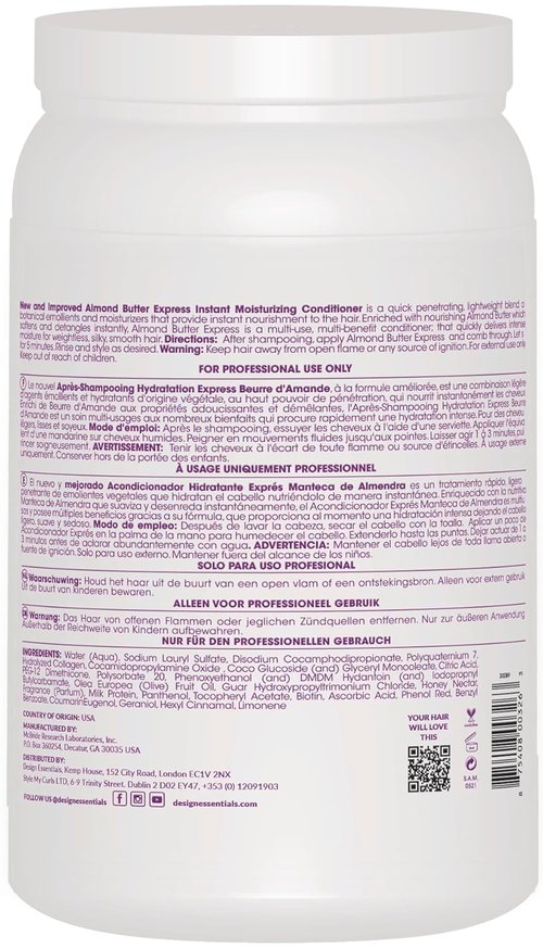 Design Essentials Almond Butter Conditioner - Instant Hydration for Dry, Brittle Hair | 64 oz