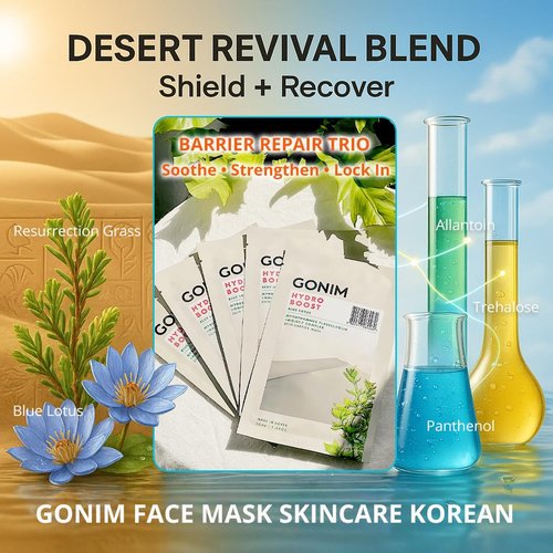 GONIM Korean Face Mask - Hydrating Sheet Masks with Hyaluronic Acid & Vitamin C | 15 Sheets