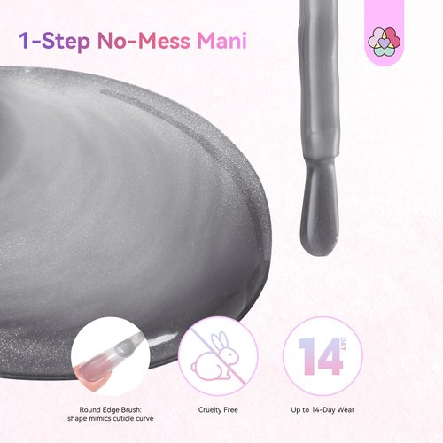 SAVILAND Glazed Nails One-Step Gel Nail Polish: 0.5 OZ Cat Eye Gel Polish Art Pen 5-in-1 Jelly Silver One-Min Formula 15 ML Color Builder Base & Top Polish Reinforcement Magnetic Nail Polish Art DIY