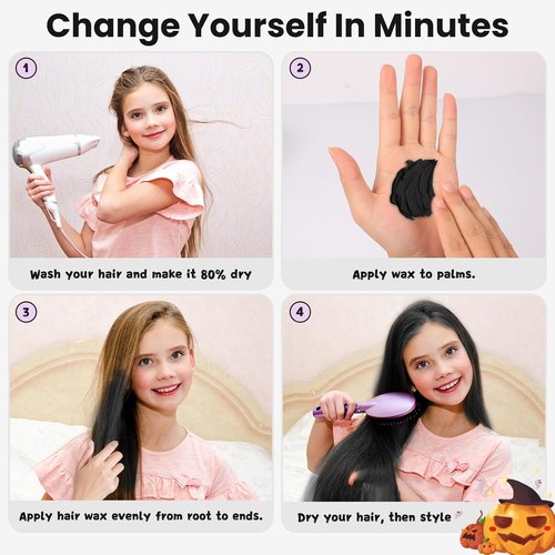 Hansuby Temporary Black Hair Color Wax - Washable Styling Mud for Kids | Instant Dye for Cosplay & Halloween