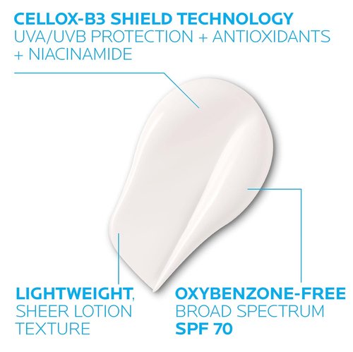 La Roche-Posay Anthelios Sunscreen Moisturizer SPF 70 - Anti-Aging Face Cream with Niacinamide for Even Skin Tone & Fine Lines