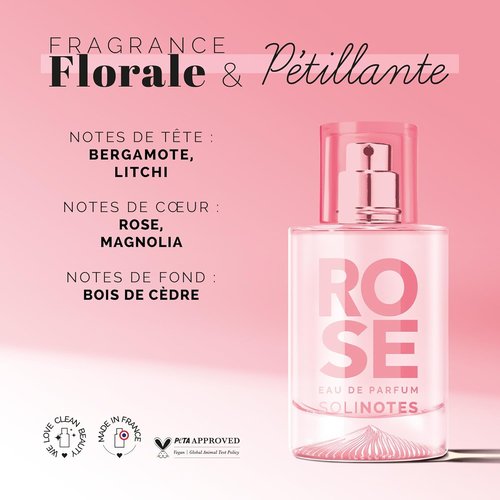Solinotes Rose Perfume - Delicate Floral Eau De Parfum for Women, 1.7 Fl Oz | Vegan & Cruelty-Free