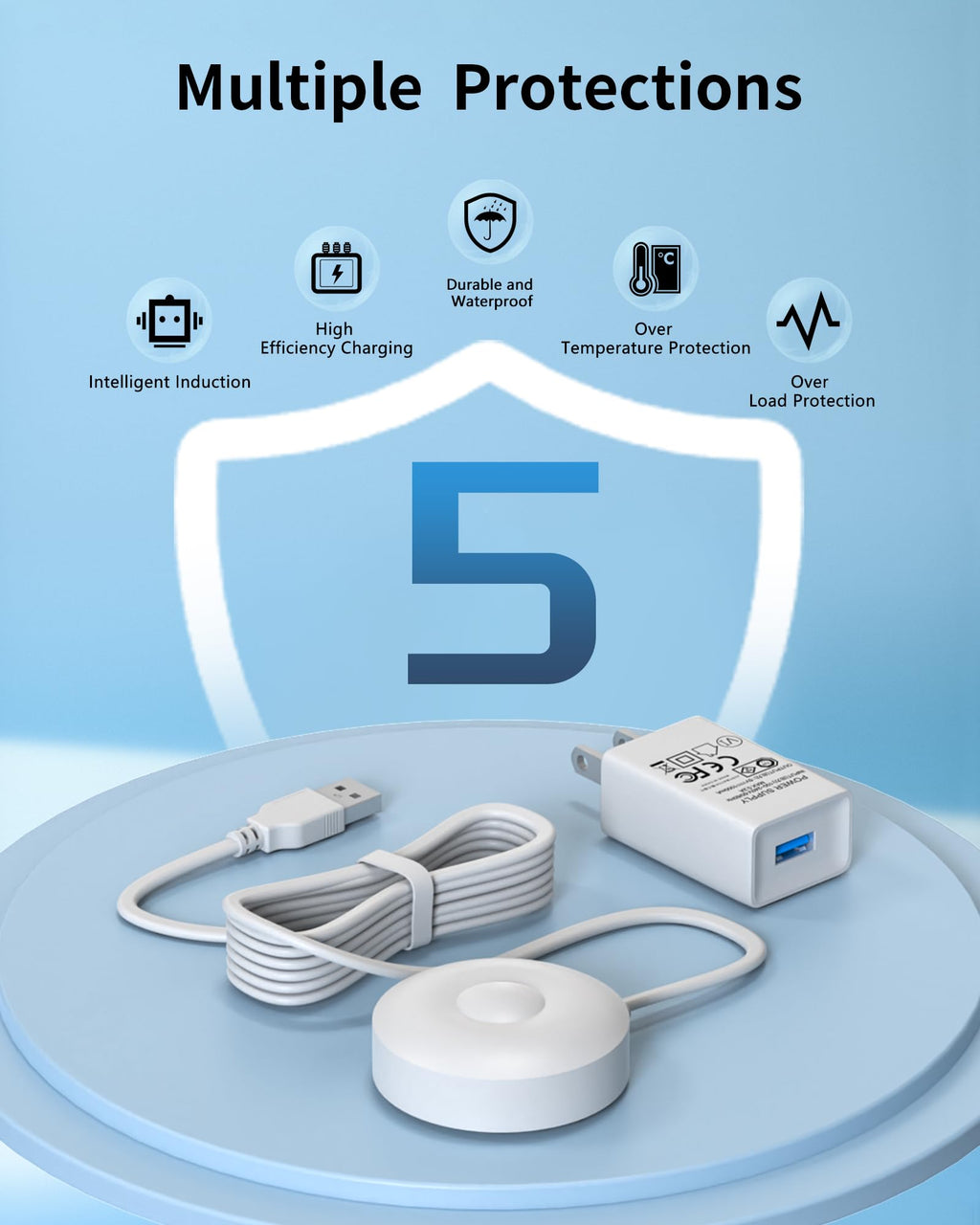 WUKUR Charger for Oral B iO Series Charging Base,Compatible with Oral B iO Electric Toothbrush 7/8/9/10 Series, Magnetic Travel Charger Base Model 3768 Power Cord(White)
