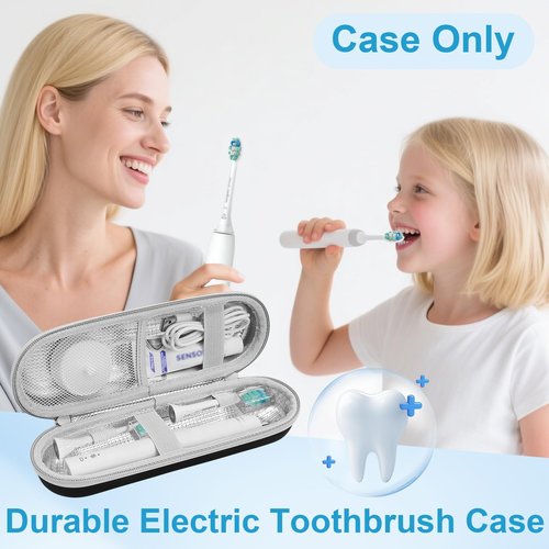 ICIMBI Electric Toothbrush Travel Case for Philips Sonicare 4100 6100 5100 6500 Series Electric Toothbrush, Hard EVA Toothbrush Protective Holder, Water-Resistant（Includes 2 Brush Head Covers）