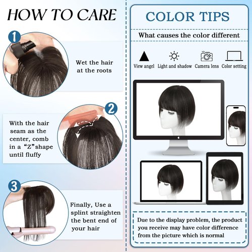 Carendia Bangs Hair Clip Human Hair Natural Black French Bangs for Women Fringe with Temples Hairpieces (Brown Black, 3D Bangs)