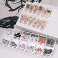 Halloween Nail Art Charms Rhinestones Set with Spider Pumpkin & Web Decorations