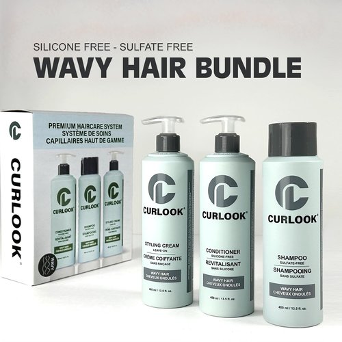 Skiennix Wavy Hair Bundle - Sulfate-Free Shampoo, Conditioner & Leave-In Cream Set | 3 x 400ml (13.5 oz) Bottles