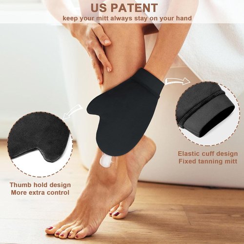 Skiennix 2-in-1 Tanning Mitts - Self Tanner Applicator & Brush Kit for Face & Body | Perfect for Lotion & Spray Tan