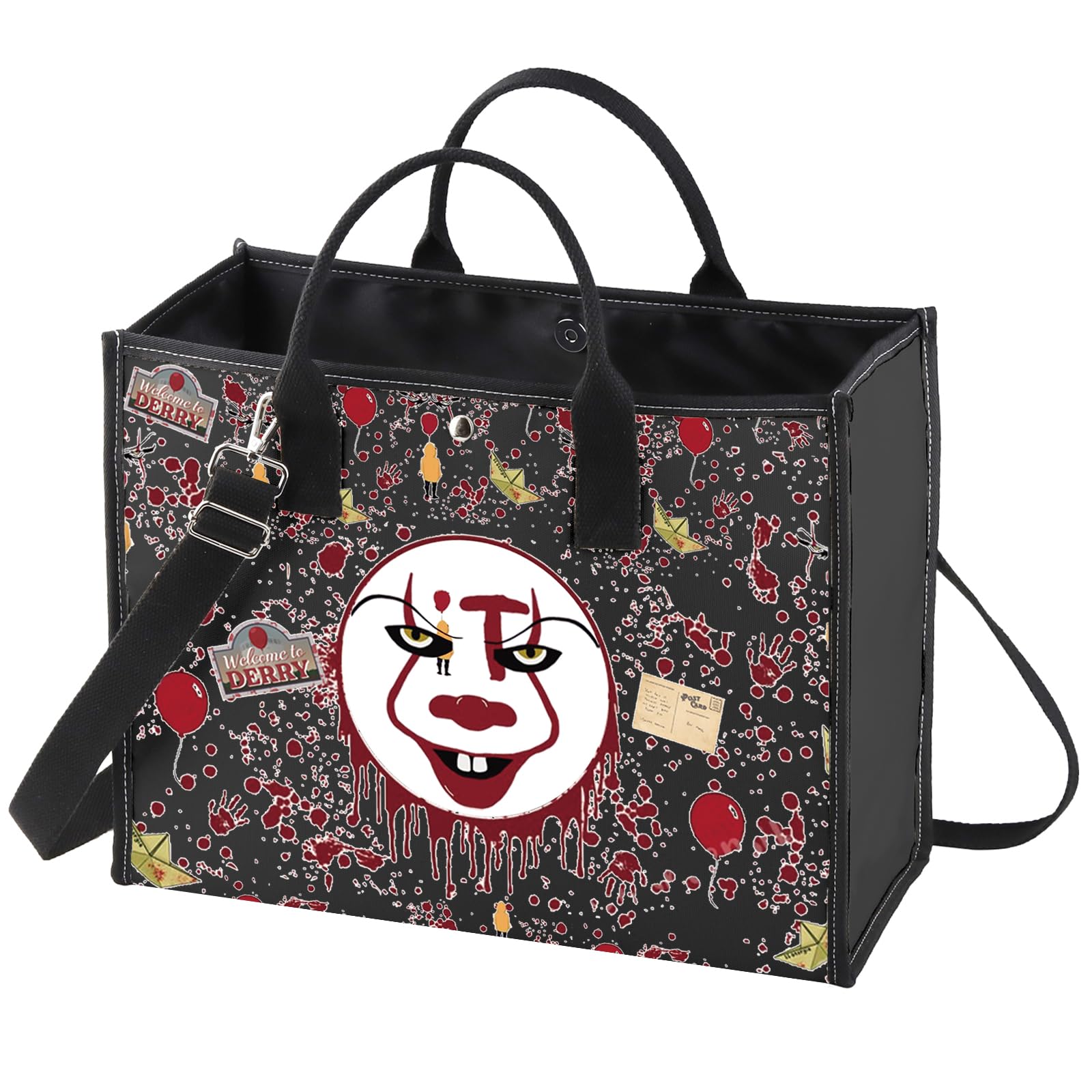 WZMPA Horror Clown Cosmetic Makeup Bag Clown Fans Gifts IT Horror Movie Inspired Makeup Zipper Pouch Bag Terror Merchandise (Horror Clown TB-BL)