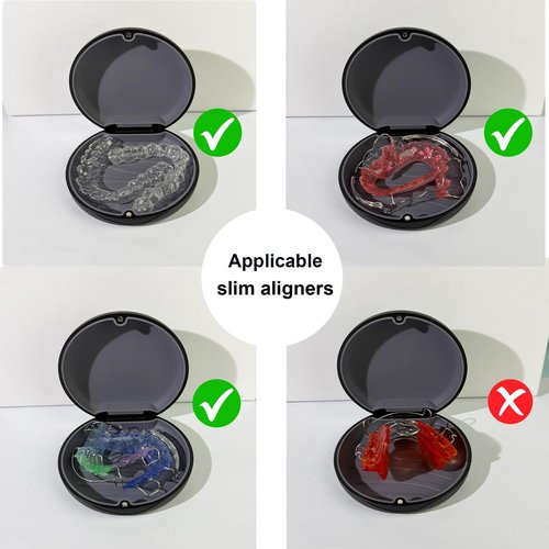 Maoerdental 2PCS Retainer Case Compatible with Invisalign,Cute Slim Aligner Case,Customized Magnetic Closure Orthodontic Retainer Cases (2 Pack Black+ Dark Grey Silicone)