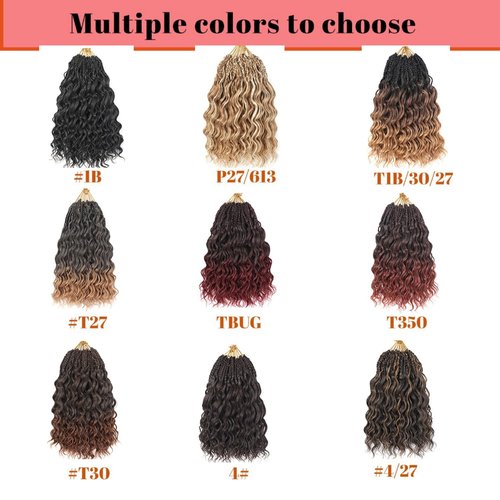 pojui 18 Inch Ocean Wave Crochet Hair 8 Packs - Synthetic Pre-Looped Deep Wavy Curly Braiding Hair for Black Women, Boho Style Hair Extensions (18inch,P1B/30-8 Packs)