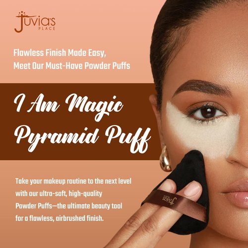 Juvia’s Place I Am Magic Pyramid Puff - Small - Triangle Makeup Powder Puff - Setting & Baking the Makeup Base for Flawless Airbrushed Finish - Ideal for Precision Touch Ups Blotting & Sculpted Finish