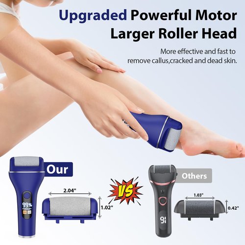 AdamPark Electric Callus Remover for Feet, Rechargeable Portable Electronic Foot Callus Remover 2-in-1 Wet/Dry Foot Scrubber Electric Toot File for Hard Cracked Dry Dead Skin（Blue）