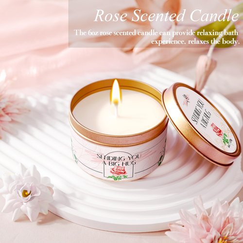 Gifts for Women Self Care Gifts Get Well Soon Gifts, Rose Relaxation Spa Gift Basket Sets with Luxury Flannel Blanket, Unique Mothers Day Mom Gifts Basket for Mom Wife Grandma Sister Friend
