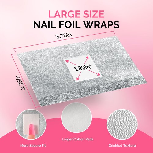 MelodySusie 200PCS Foil Nail Wraps Gel Nail Polish Remover Foil Wraps for Nails, Soak Off Gel Remover with Larger Cotton Pad for Removing Nail Polish at Home
