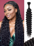 Human Braiding Hair 1 Bundle 50g 24 Inch Deep Water Wave Bulk Human Hair for Braiding No Weft 12A Brazilian Virgin Curly Human Hair Extensions for Boho Braids Wet and Wavy Human Hair Braiding Hair