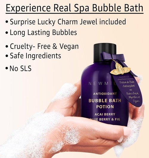 Skiennix Antioxidant Bubble Bath - Long-Lasting Foam with Acai Berry & Blueberry | Detox & Hydrate