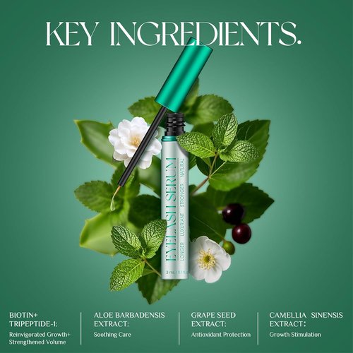 Skiennix Eyelash Growth Serum - Enhance Length, Density & Strength | Vegan & Cruelty-Free, 3mL (2-Month Supply)