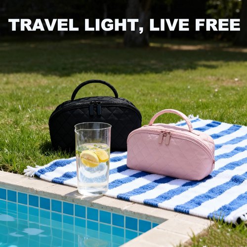 SXS LACONIC Makeup Bag,Quilted Puffer Cosmetic Bags,Travel Toiletry Bag for Women,Large Capacity Waterproof Make up Bag Set