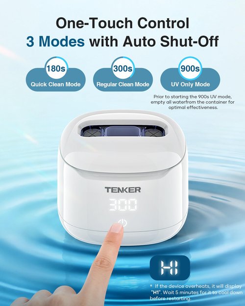 Ultrasonic Retainer Cleaner Machine, 49kHz Dental Cleaning Pod for Night Guards, Mouth Guards, Aligner, Braces, Toothbrush, Jewelry, Dentures, Ultrasonic Cleaner for Oral Dental Care, 220ML, White