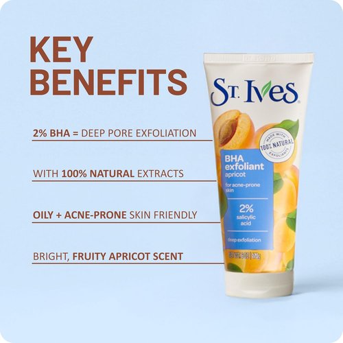 St. Ives Acne Control Face Scrub - Deep Exfoliator with Salicylic Acid for Radiant Skin | 6 oz, 4 Pack