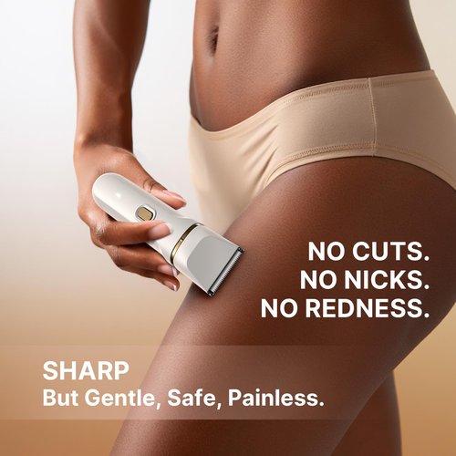 Bikini Trimmer for Women Painless, IPX7 Waterproof Rechargeable Electric Shaver Razors for Women, Pubic Hair Trimmer, Facial Hair Removal Cordless Ceramic Blade, Charge Dock, Gifts