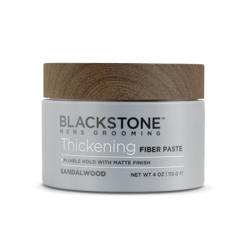 Blackstone Men's Grooming Thickening Fiber Paste Gel - Adds Volume & Pliable Hold | Paraben Free, Sandalwood (4 oz)