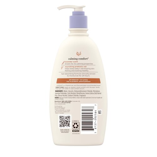 Aveeno Baby Calming Comfort Lotion - Moisturizing Lavender & Vanilla, Non-Greasy, 12 fl. oz