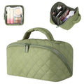 Petition Makeup Bag for Women, Wide Open Lay-Flat Cosmetic Case, Festivalment Makeup Bag, Spacious 180° Open Cosmetic Organizer for Toiletries & Brushes Large Capacity with Compartments (Green)