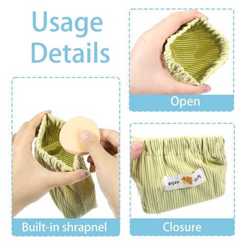 Exclaith 6 Pcs Hair Tie Organizer, Cute Mini Makeup Purse, Corduroy Elastic Portable Small Pouches for Purse, Travel Toiletry Purses, Corduroy Pouch for Coin Small Makeups