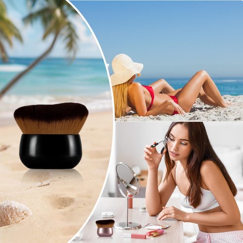 Extra Large Body Makeup Brush Kabuki Brush for Foundation & Bronzer, 75 mm Wide-headed Kabuki Brush Provides More Even&Pretty Application, Sunscreen Face&Back Makeup Brush, Wet & Dry Use (Rose)