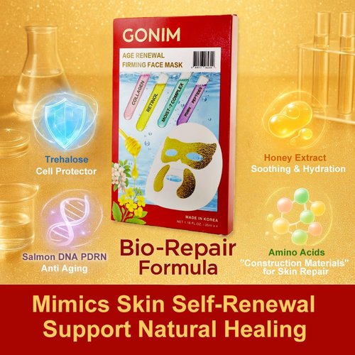 GONIM Eye Patches Eye Mask with Integrated Korean Face Mask-Collagen Peptides,Salmon DNA PDRN, Retinol & Caffeine, Eye Patches for Puffy Eyes and Dark Circles Korean Skin Care Anti Aging 35ml/1.18ozx4