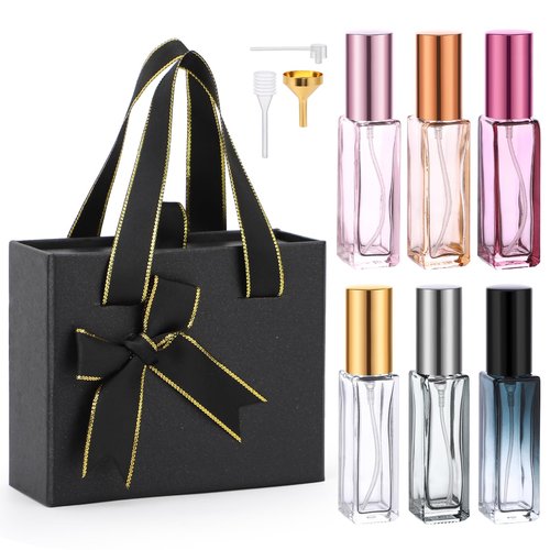 Segbeauty Travel Atomizer, 6pcs 10ML Glass Perfume Sprayer Set with Gift Box, Empty Travel Cologne Dispenser Mini Spray Bottle for Perfume Toiletries Cosmetic