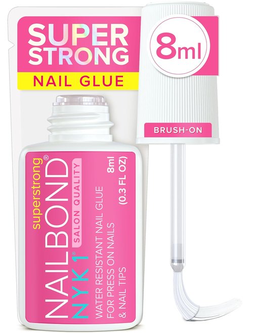 NYK1 NailBond Brush-On Glue - Super Strong Adhesive for Press-On Nails & Acrylics (8ml) | Long-Lasting, Mess-Free Application