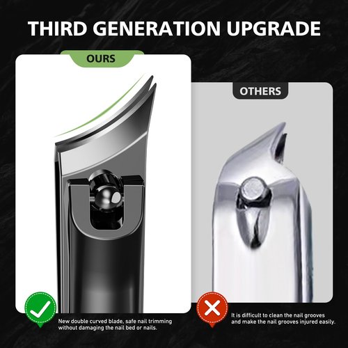 BALUCA Slanted Blade Ingrown Toenail Clippers for Thick Toenails, Angled Toe Nail Fingernail Cutter Trimmer for Seniors and Men - Black