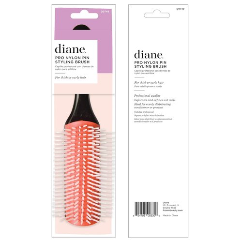 Diane Pro Nylon Pin Hair Brush - Effortlessly Detangle Thick or Curly Hair | Ideal for Wet Styling