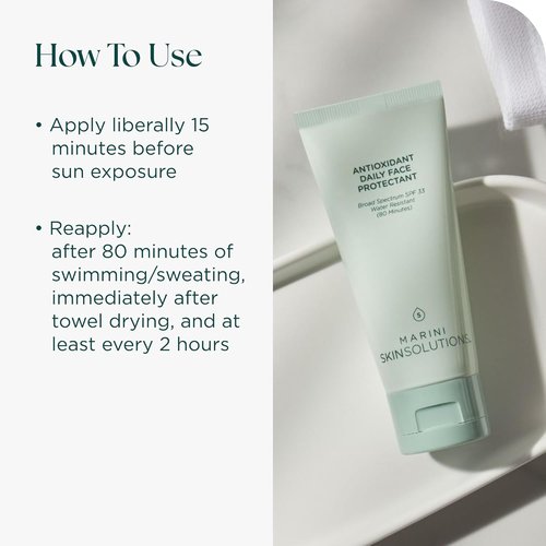 Marini SkinSolutions Antioxidant Daily Face Protectant - Broad-Spectrum SPF 33 Sunscreen | Water Resistant 80 Minutes - 2 oz