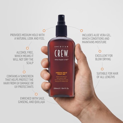 American Crew Men's Hair Spray - Medium Hold Formula | 8.45 Fl Oz for All-Day Style