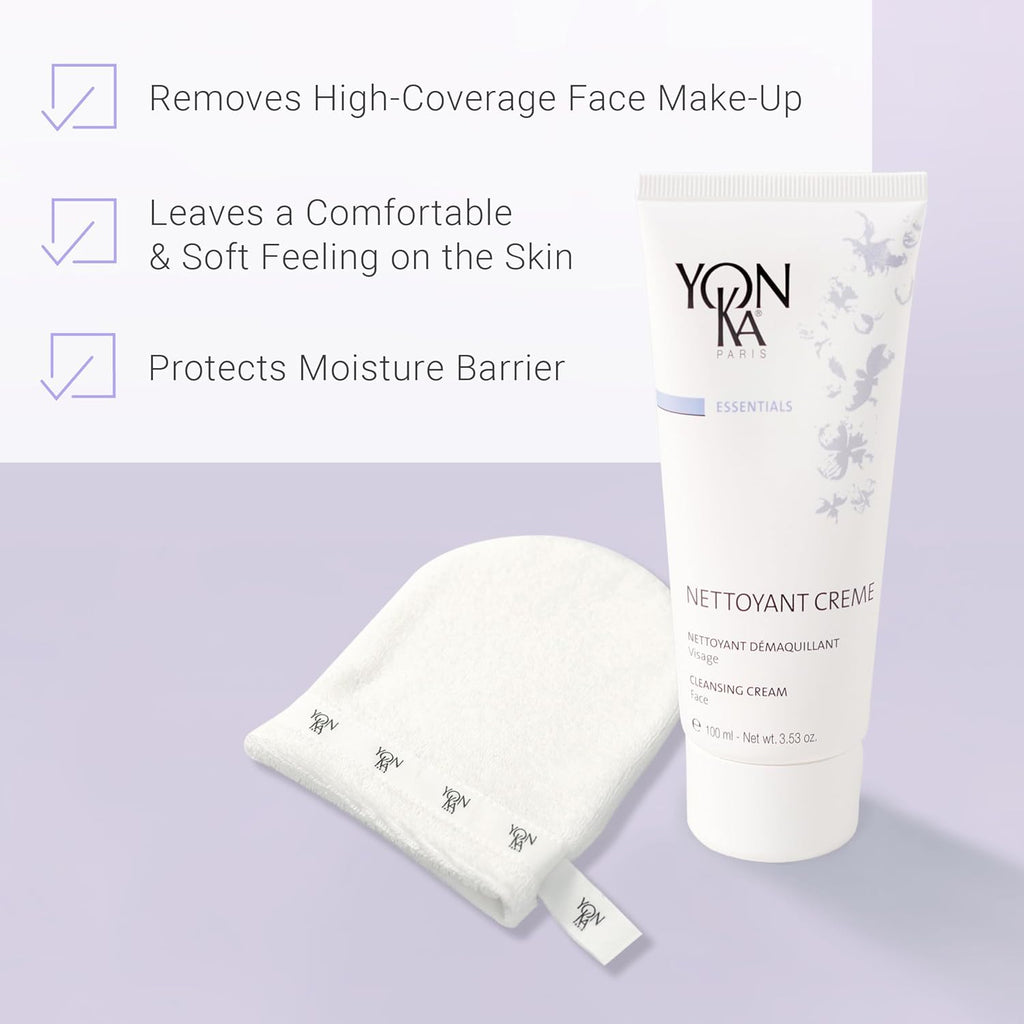 Yonka Nettoyant Creme - Cleansing Makeup Remover Cream with Calming Peppermint | 3.53 oz for Sensitive & Acne-Prone Skin
