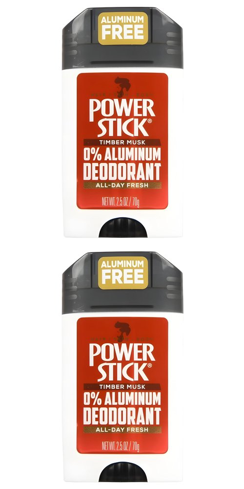 Power Stick 0% Aluminum Timber Musk Deodorant for Men, 2.5 oz, Pack of 4 – Aluminum Free, Long-Lasting Freshness
