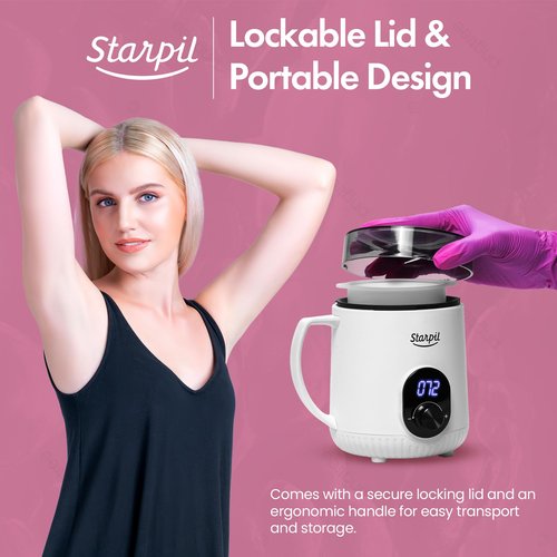 Starpil Wax Warmer - Digital Mini Wax Warmer for Hair Removal 8.4oz / 238g – Best for Hard Wax Beads – Use for Hair Removal – Adjustable Temperature Wax Pot for Facial Hair (White)