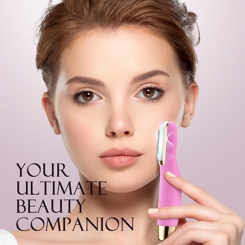 CEVEK Sonic Dermaplaning Tool - Electric Facial Hair Remover for Women & Eyebrow Trimmer, Exfoliating Face Razor with 8 Replacement Blades (3 Months Supply) for Peach Fuzz & Dead Skin (Pink)