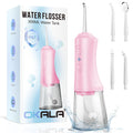 Water Dental Flosser - Portable Cordless Oral Irrigator 300ML, Rechargeable IPX7 Waterproof Irrigation Cleaner for Teeth Cleaning & Flossing, Travel & Home Use (Pink)
