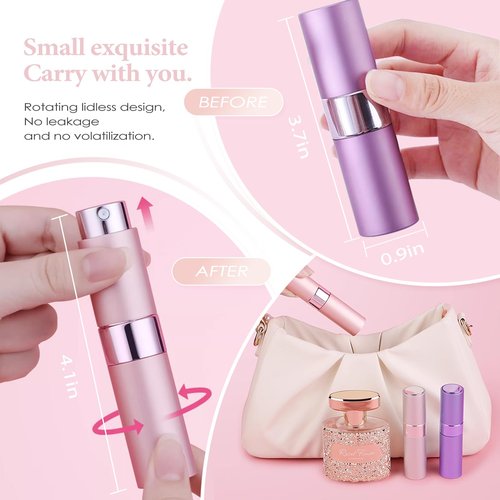 Lil Ray 8ML Perfume Travel Refillable Atomizer Bottles (3pcs) Mini Portable Cologne Spray Dispenser (Matte Black)