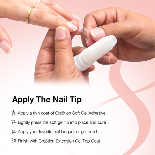 Cre8tion Soft Gel Nail Tips, Long Round Shape, 602 Tips in 14 Sizes (00-9) for Professional Nail Extensions