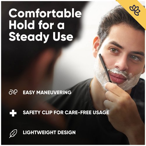 Equinox Professional Straight Edge Razor with 100 Single Derby Blades 100% Stainless Steel Razor and Blades - Close Shaving Men's Manual Shaver - Disposable Blades -Barber Straight Razor Kit - Black