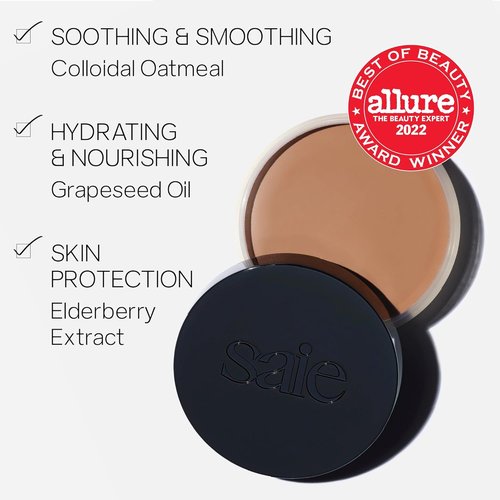 Saie Sun Melt Cream Bronzer - Buildable Balm for Effortless Sculpting - Enriched with Vitamin C, Medium Bronze (1 oz)
