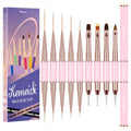 KEMEISI Nail Art Brush Set, 9PCS Double-Ended Acrylic Liner Brush Dotting Pen for Gel Polish, Nail Design Tools for Professional Manicure DIY Home Salon