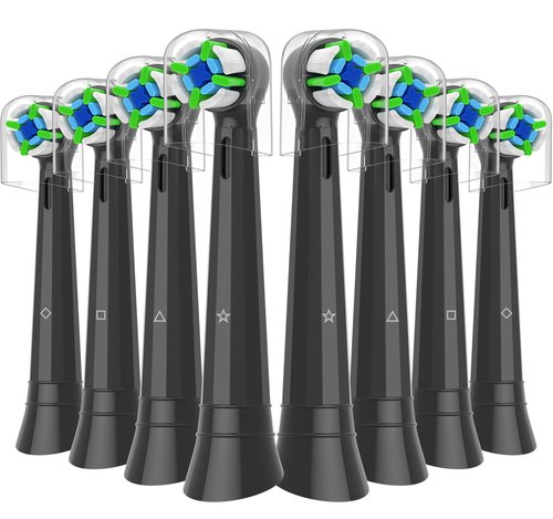 Qitizu Replacement Heads Compatible with Oral B iO Electric Toothbrush, Replacement Toothbrush Heads Fit for Oral-B iO 2/3/4/5/6/7/8/9/10 Series Toothbrush, 8 Packs (Black)